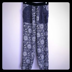 Rebecca Taylor Blue Paisley Star Cropped Pants 8
